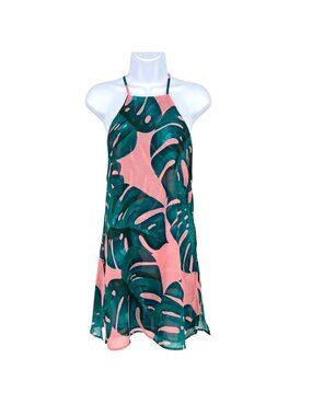 Show Me Your Mumu Byron Dress Palms Away Pink Green Tropical Mini Dress Size XS